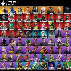 72 skins | Subzero Cryptic | Andromeda | Katalina | Menace | Predator | Snap | Malik | Paradigm (Reality-659) | Darth Vader | Mandalorian | 50 VB