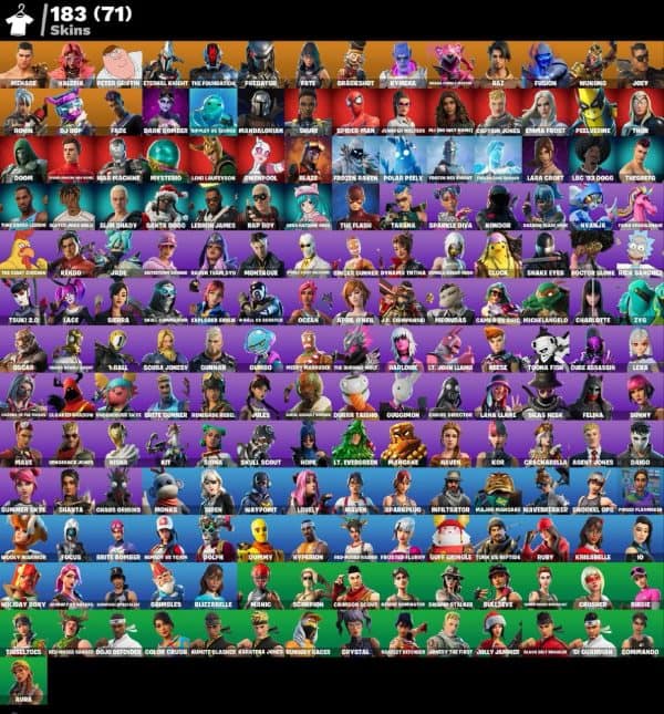 183 skins | Menace | Valeria | Peter Griffin | Eternal Knight | The Foundation | Predator | Fate | Crackshot | Kymera | Mecha Cuddle Master | 150 VB