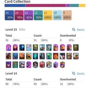 Lifetime warranty-level 61- card max 31- card level 14 : 59 - gem 2696- android& ios